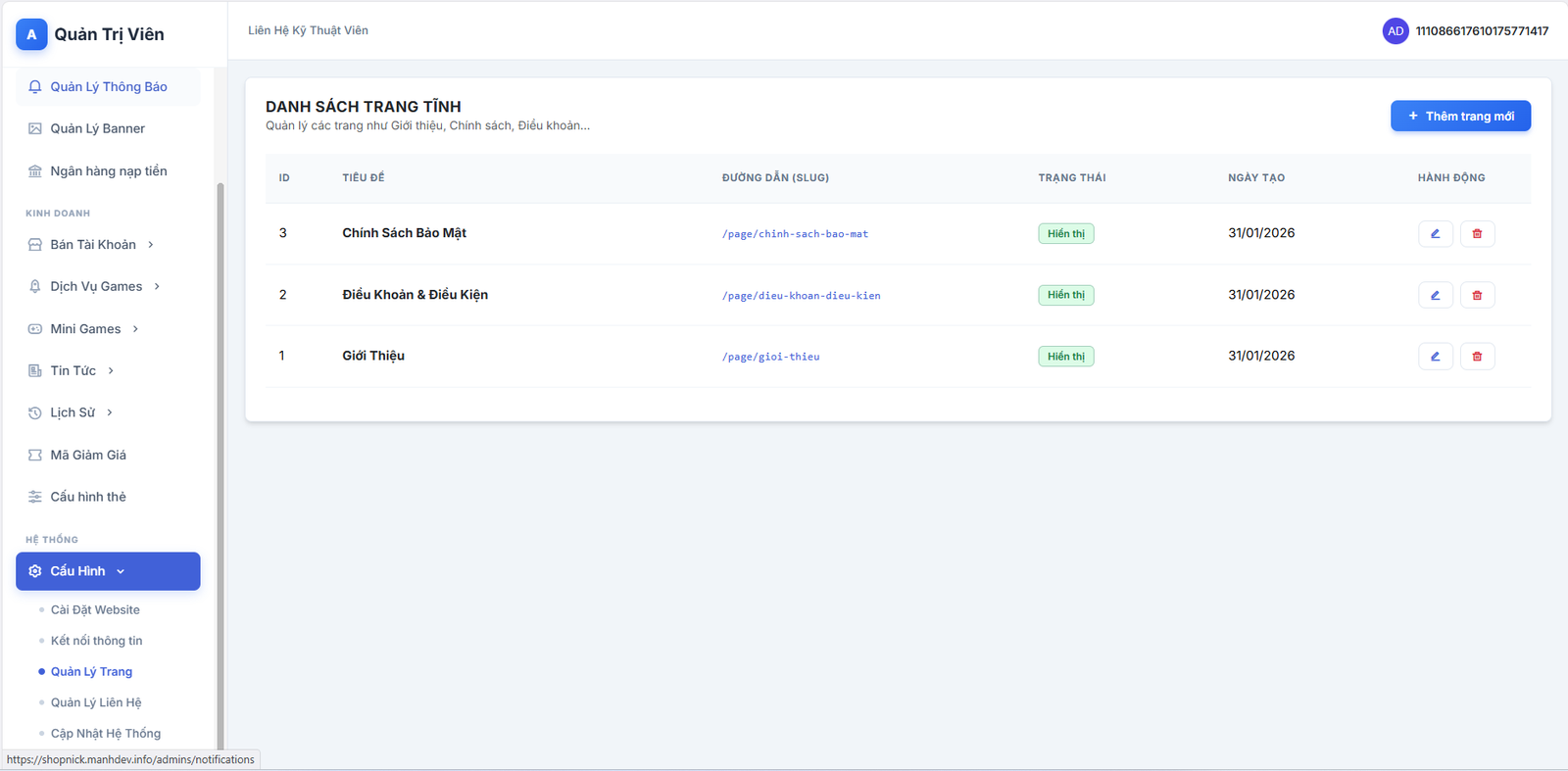 [SHOP NICK] SHOP ACC GAME TỰ ĐỘNG - DỊCH VỤ ĐA GAME