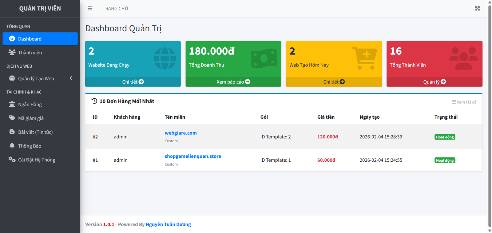 [TAOWEB] Code tạo website tự động