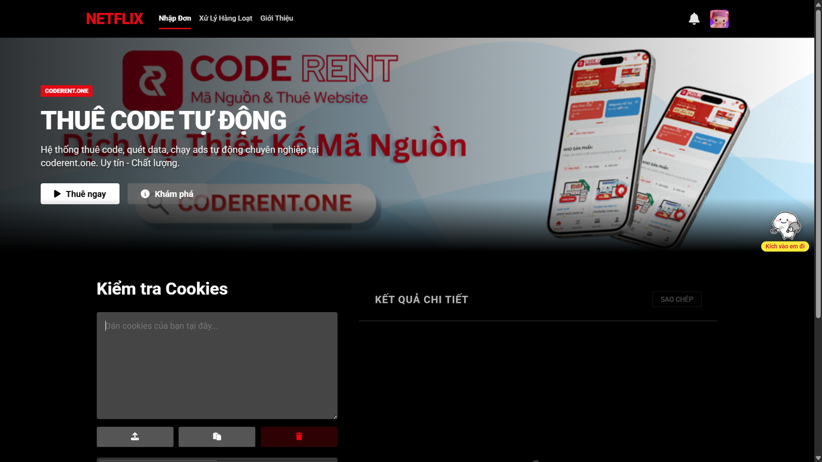 [ UTILITIES ] Mã Nguồn Website Check Thông Tin Cookie Netflix
