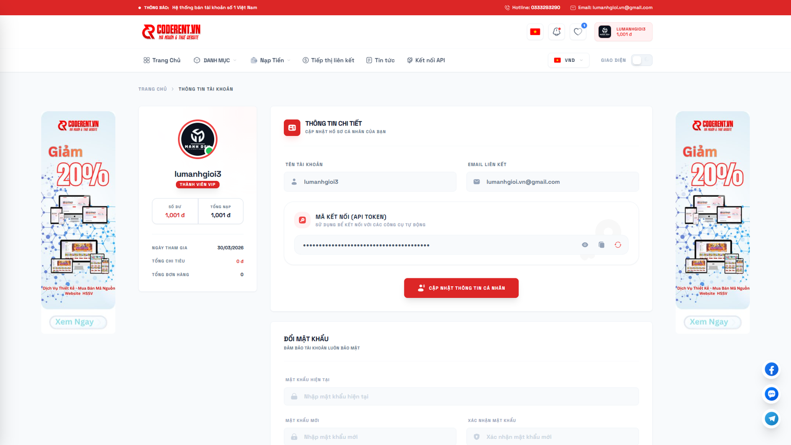 [SHOP CLONE] Shop Tài Khoản Premium - Clone Mail Via - Nguyên Liệu Ads Tự Động
