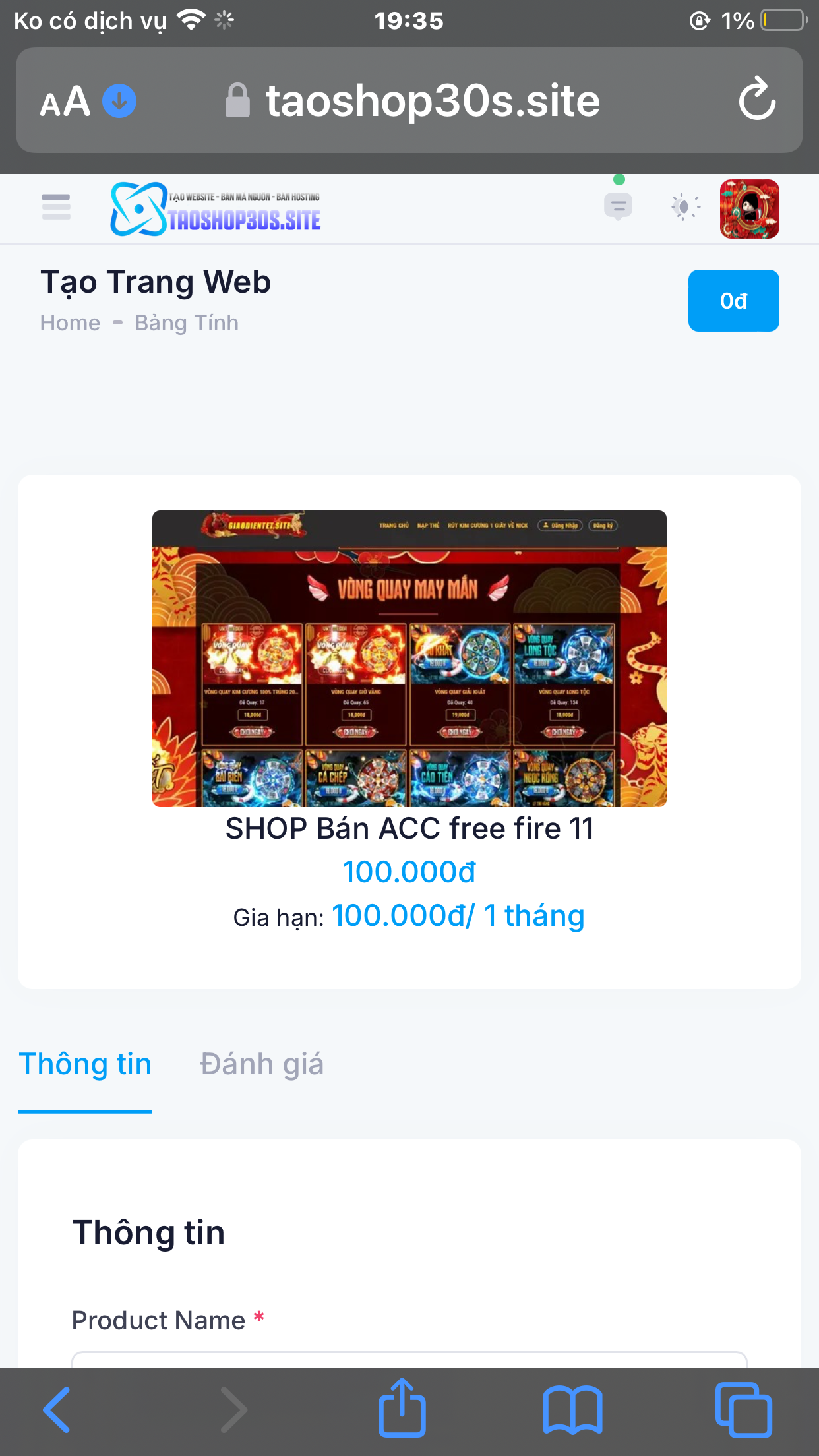 Web tạo shop có đầy đủ các chức năng giao diện đẹp