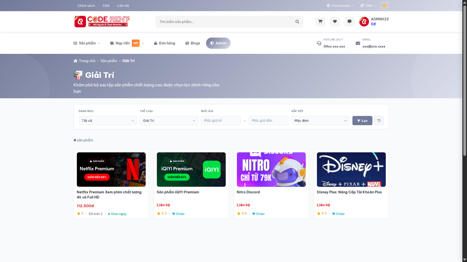 [SHOPKEY 1.2.2] Tạo website bán tài khoản Premium, bán tài khoản digital