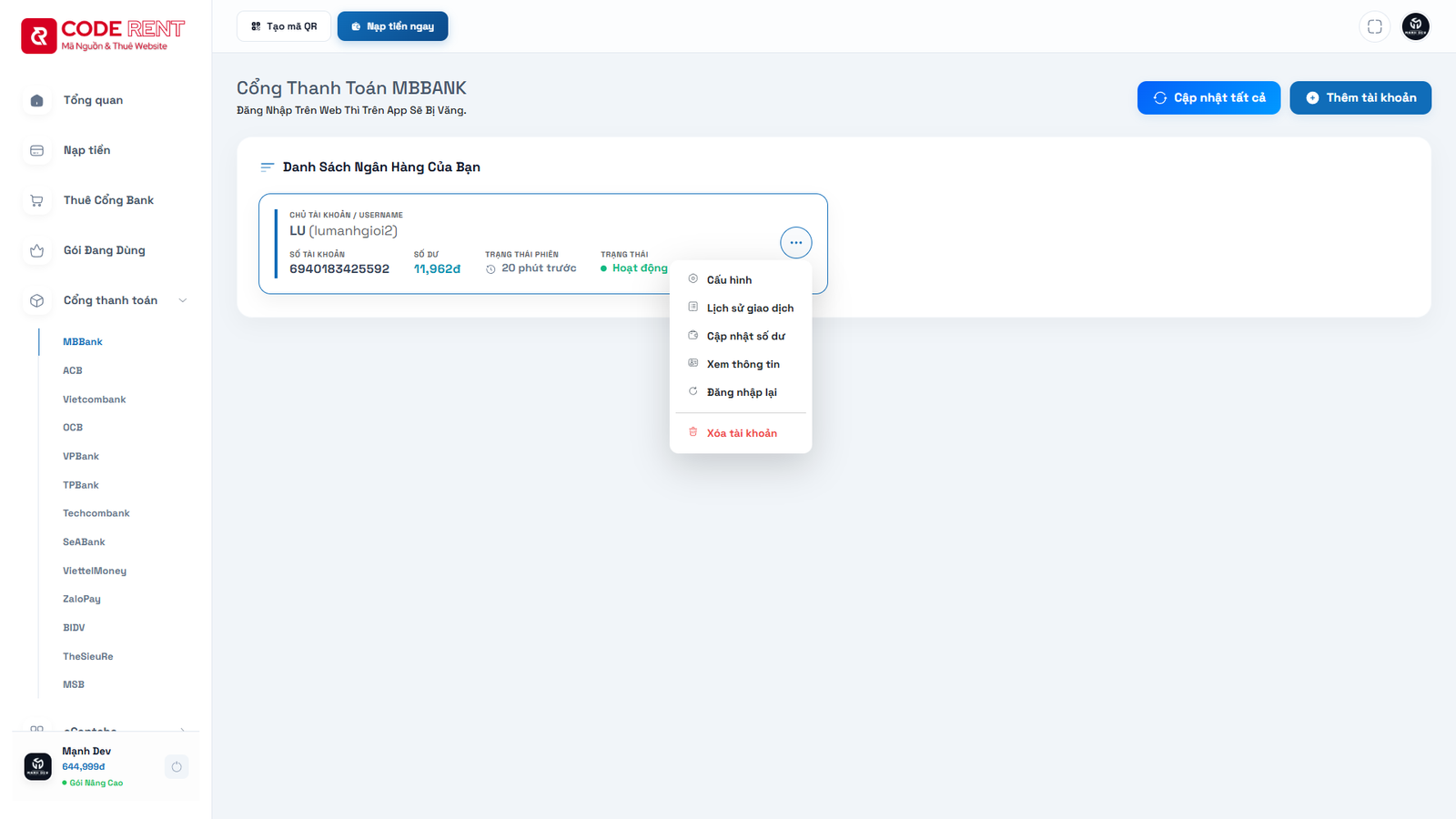 [ApiBank] Source Cho Thuê Api Bank - Giải Capcha Gốc 2026