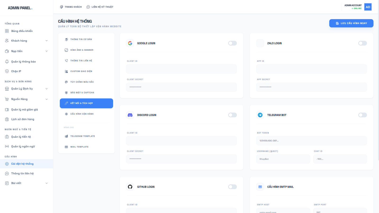 [SHOP CLONE] Shop Tài Khoản Premium - Clone Mail Via - Nguyên Liệu Ads Tự Động