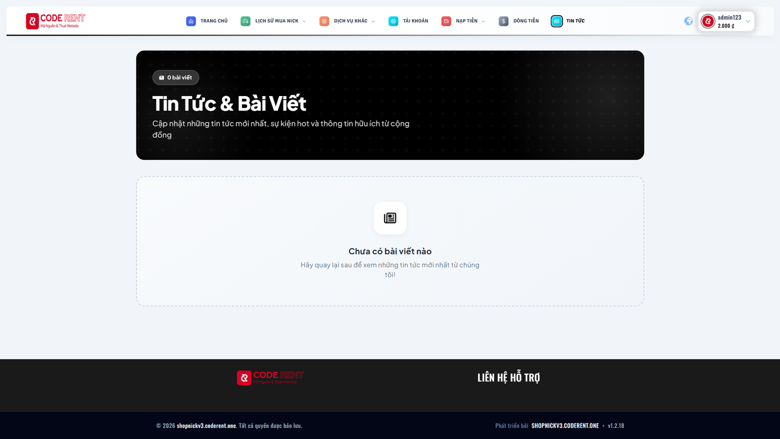 [SHOPNICK3 - CMSNT] Thiết kế website bán nick game mới nhất